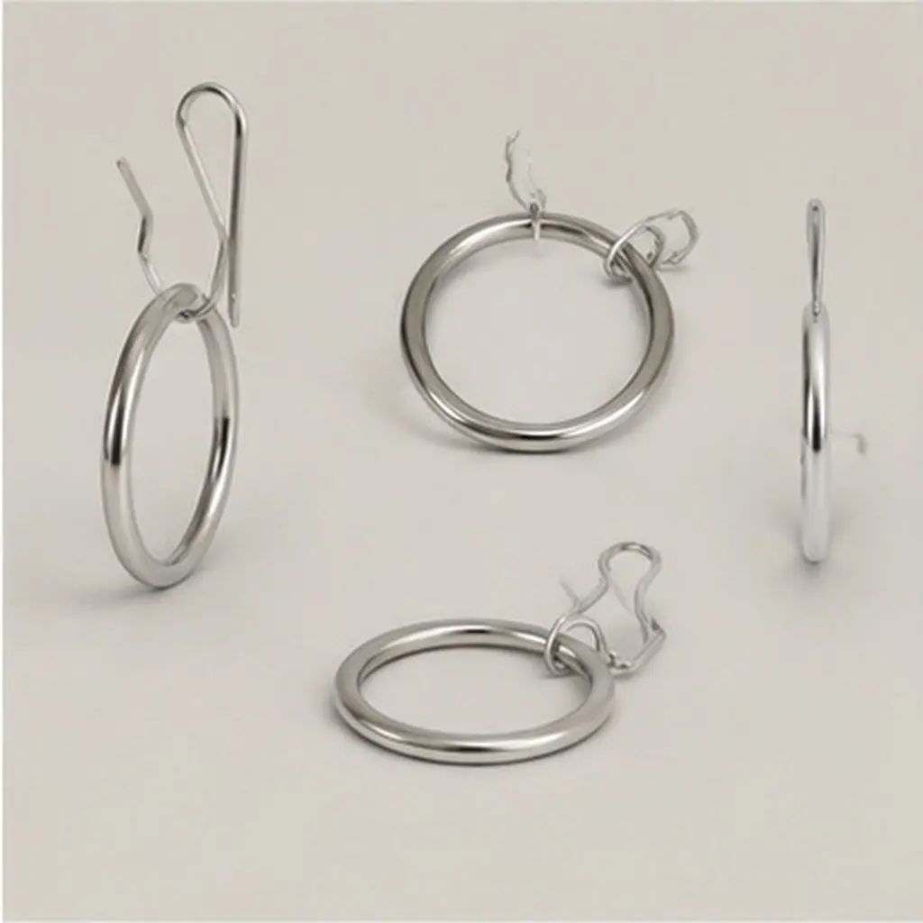 24Sets Drapery Curtain Rings Eyelet Metal Heavy Duty Pin Hooks Secure Hanging Anti-Friction for Window Bathroom Shower Curtains