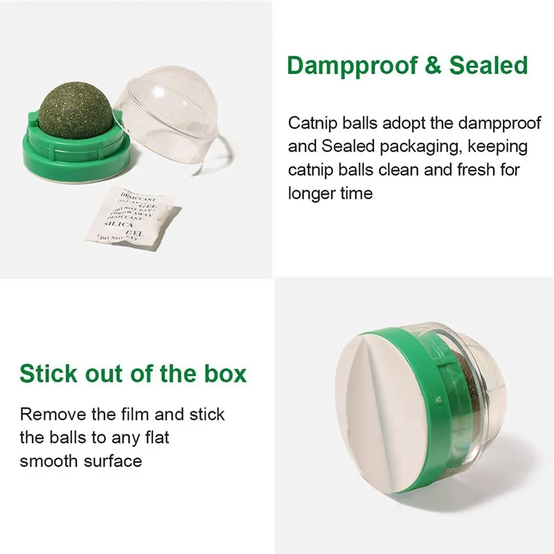 Natural Catnip Cat Wall Sticky Balls Toys Scratching Cat Toys Self-Help Cat Balls Promote Digestion Cat Grass Snacks