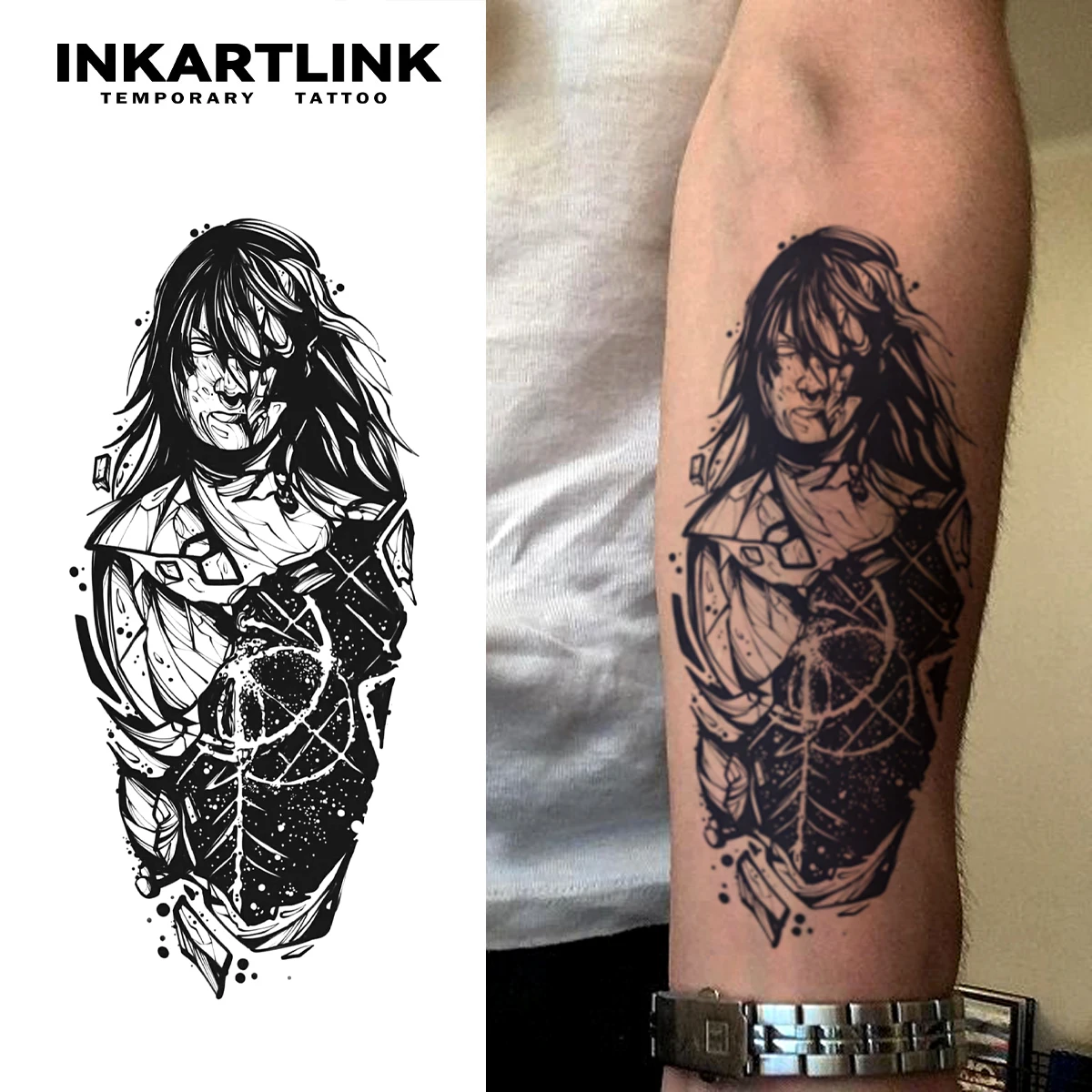 INKARTLINK فتاة مظلمة الوشم ملصق القوطية الطوطم الوشم المؤقت مقاوم للماء وغير يتلاشى صيانة لمدة 1-2 أسابيع أوروبية أ #1