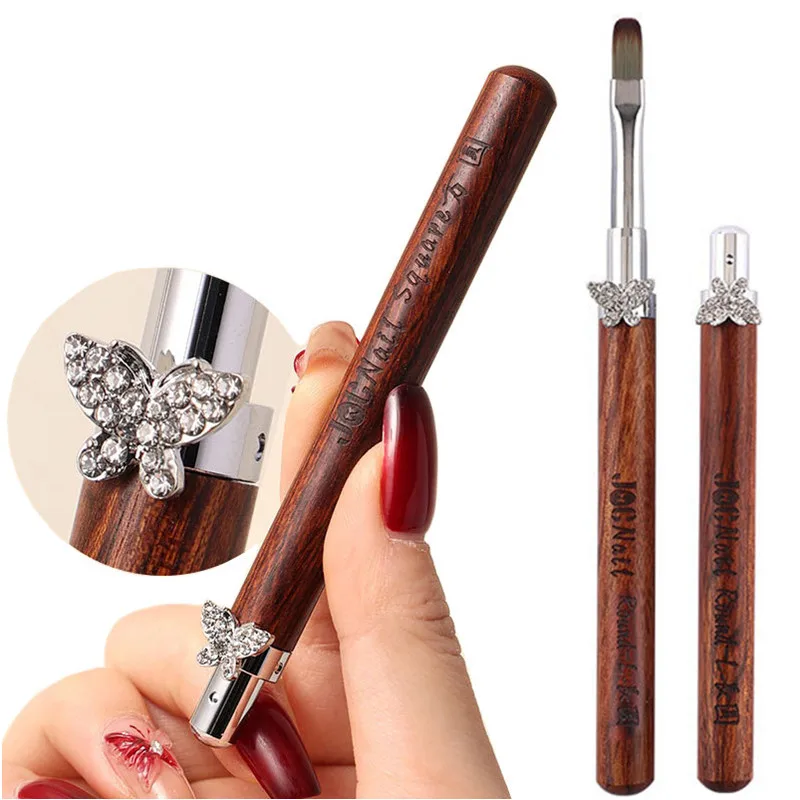 12 stil Schmetterling Schnalle Runde Holz Griff Nail art Pinsel Malerei Linie Stift Liner Gradienten Flache Runde Französisch Maniküre Werkzeuge