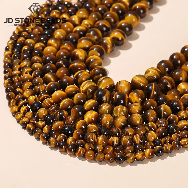 

7A Quality Natural Stone Yellow Tiger Eyes Buddha Beads Round Loose Spacer 6 8 10 12mm Pick Size For Jewelry Making Diy Bracelet