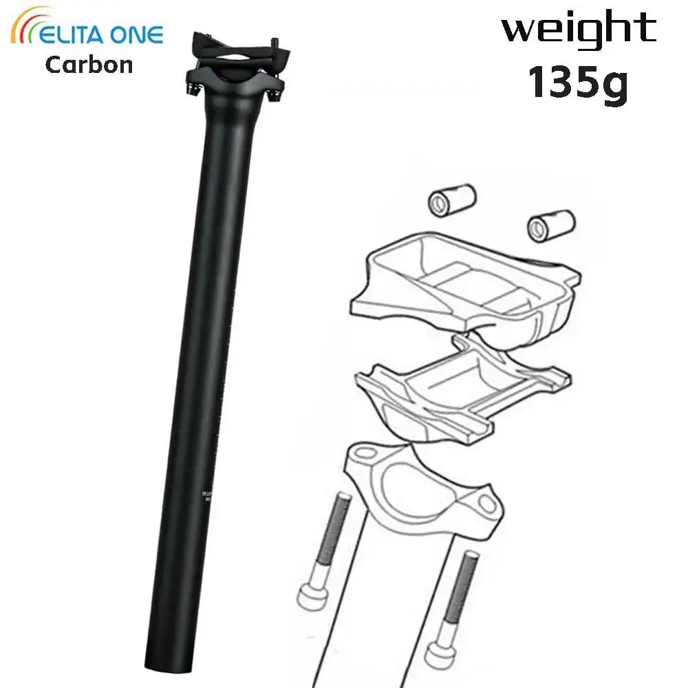 

Elitaone Карбоновый подседельный штырь для велосипеда, совместимый с 25,4/27,2/30,9/31,6 мм, легкий шоссейный велосипед MTB, 135 г, T300-400 мм