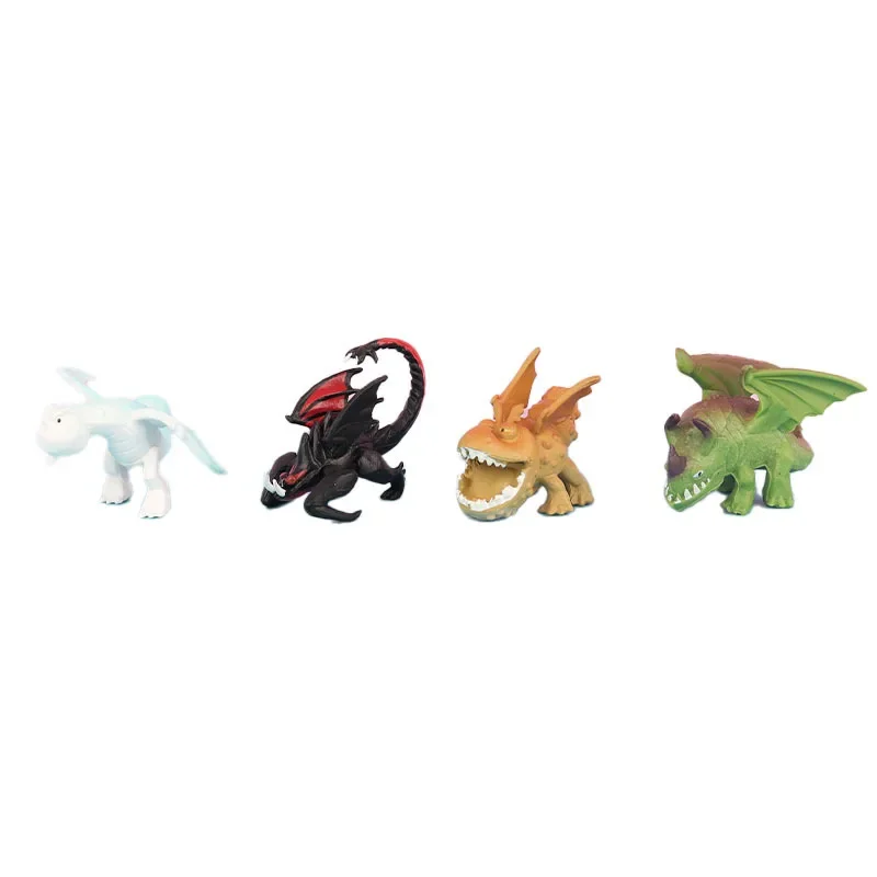 Juego de 12 juguetes de animales de dinosaurios blancos y negros Kawaii, modelo de 3-4cm, cómo entrenar a tu dragón, regalos hechos a mano para niños