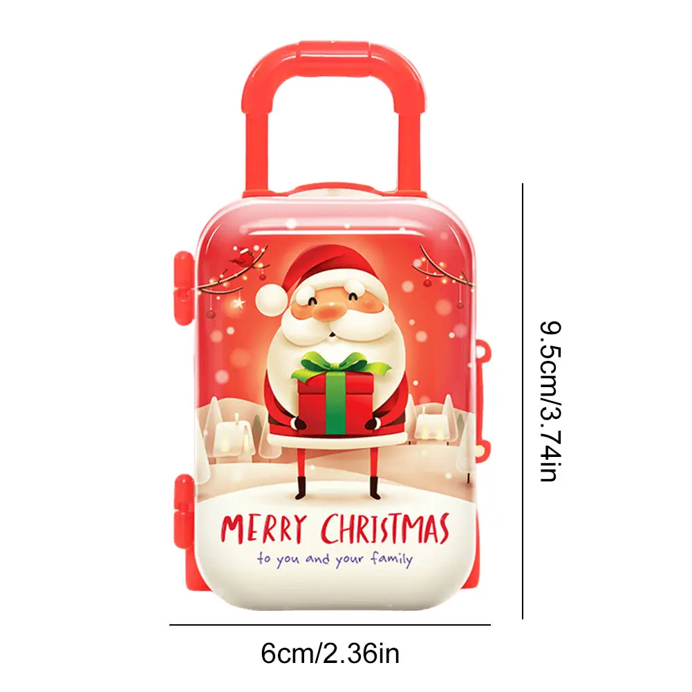 Christmas Cartoon Suitcase Candy Box Santa Claus Snowman Elk Elf Miniature Trunk Toys Festival Theme for Dollhouse Decoration