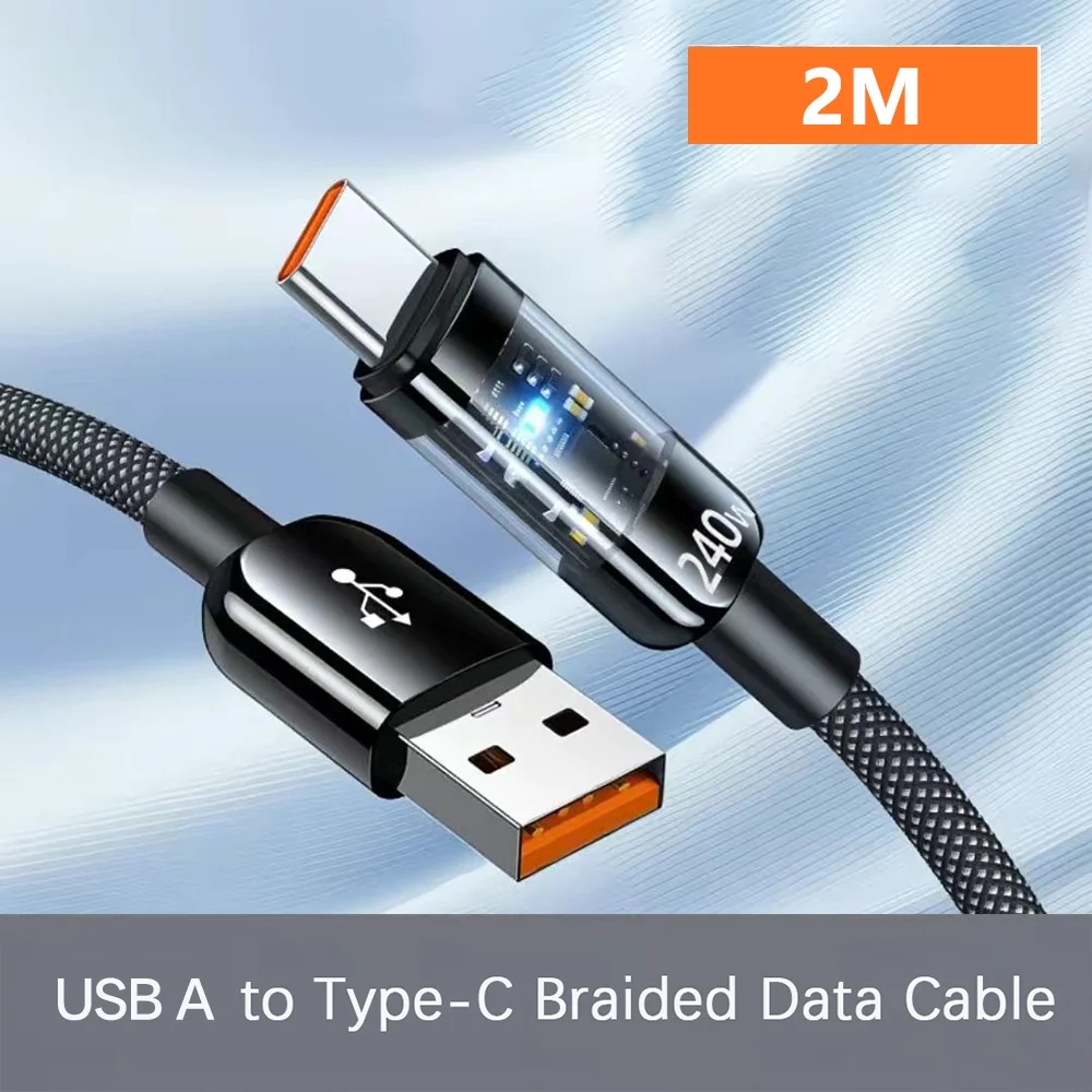 NNBILI 240W Nylon USB A naar Type C Supersnelle Oplaadkabel voor Samsung S26 Huawei USB C naar Type C voor iPhone 17 16 Oplaadkabel