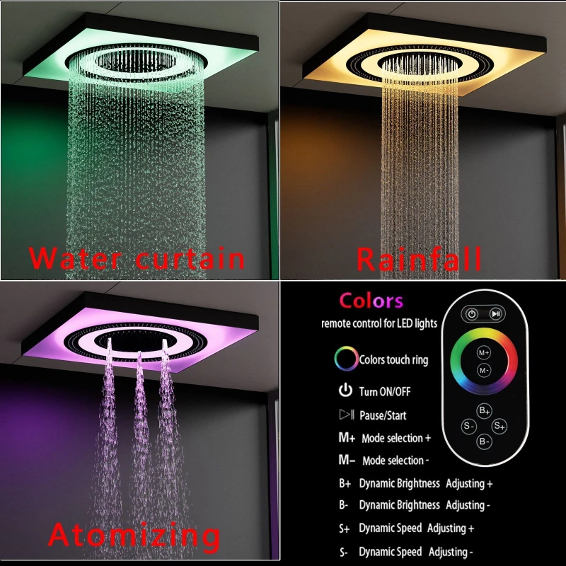 

Laskin colorful shower villa ceiling-type concealed LED music shower canopy constant temperature