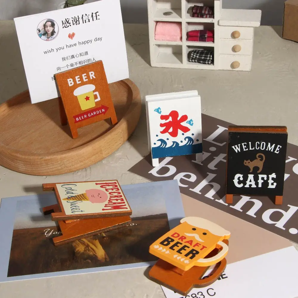 Stationery Desktop Decoration Folder Clip Cat Wooden Beer Vintage Message Holder Memo Holder Photo Card Stand Memo Clip