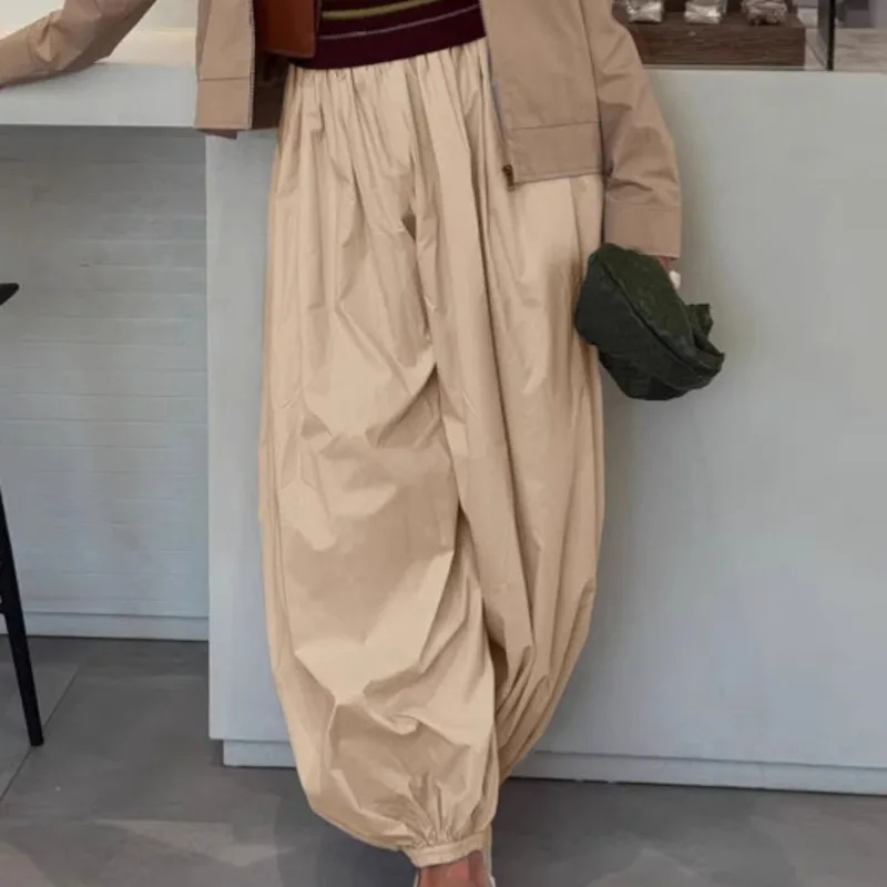 

Autumn Winter New Wide Leg Pants With Cuffed Hem Fashion Trendy Harem Pants Women Balloon Trousers Aladdin Pants European