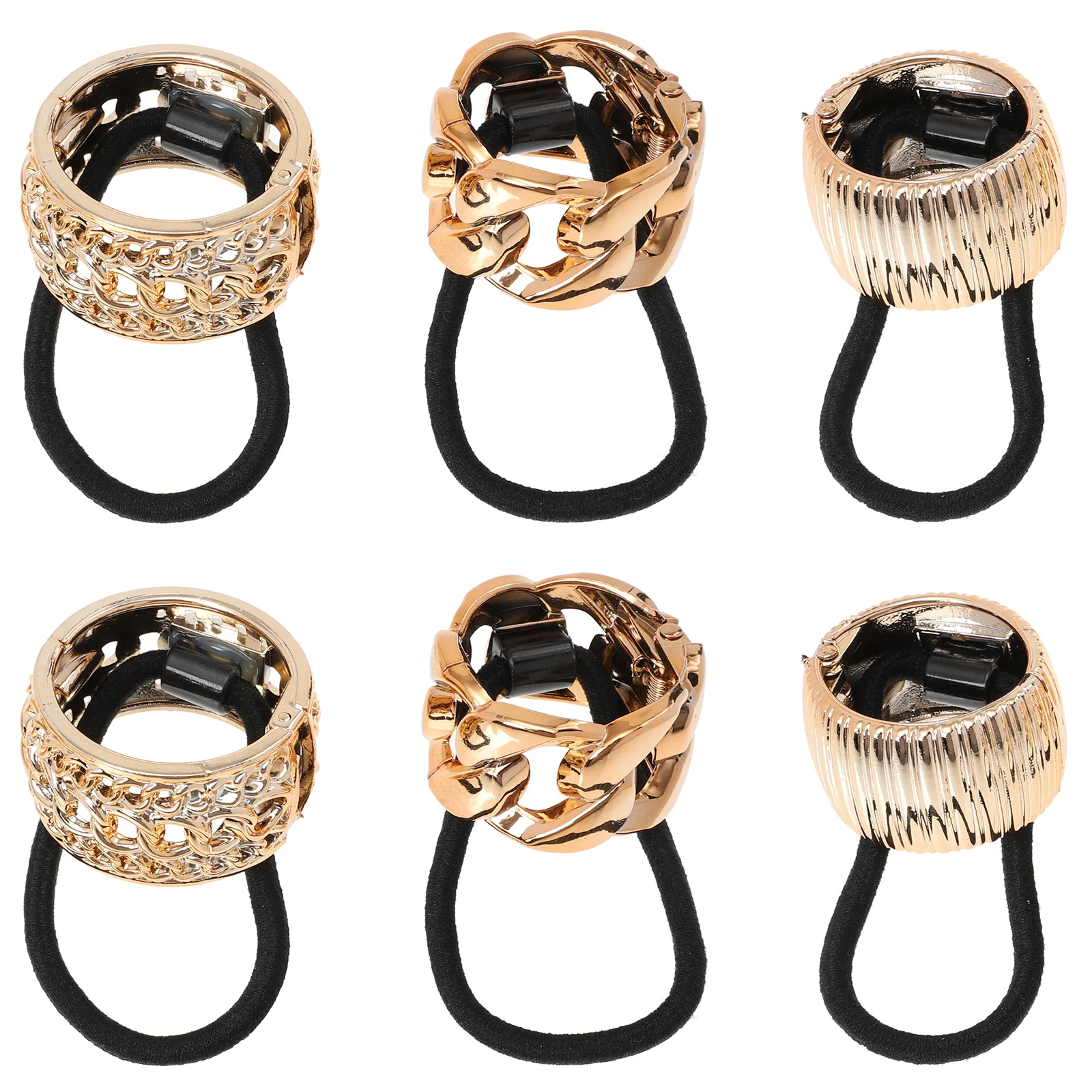 

6pcs Ponytail Holder Hair Ties Electroplated Rose Gold Cuff Durable Stylish Accessories Hair Types Daily Outfits