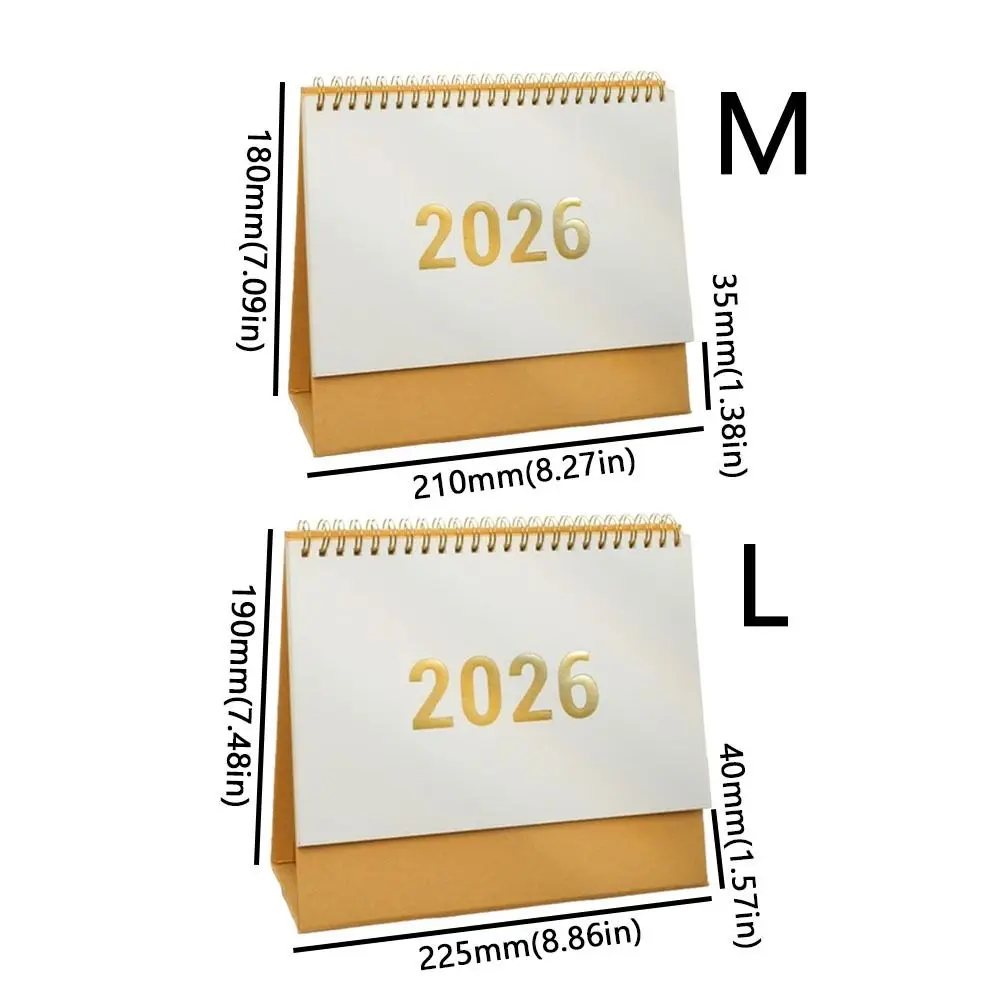 Calendario de escritorio portátil de papel Premium 2026, notas grabables, calendario de bobina de Base estable, planificador diario de pie, gestión del tiempo