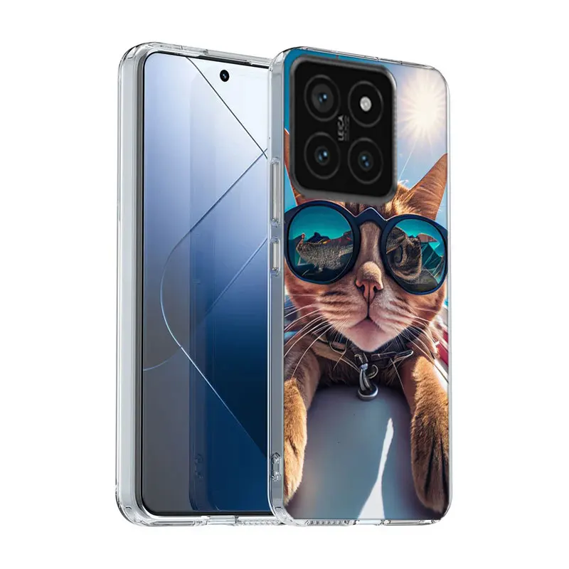 Cute Cat Wearing Sunglasses Clear Phone Case For Xiaomi Mi 13 12 12T 11 11T 10 10T Pro 11i 9 9T 8 Lite CC9E A3 A2 TPU Pattern So