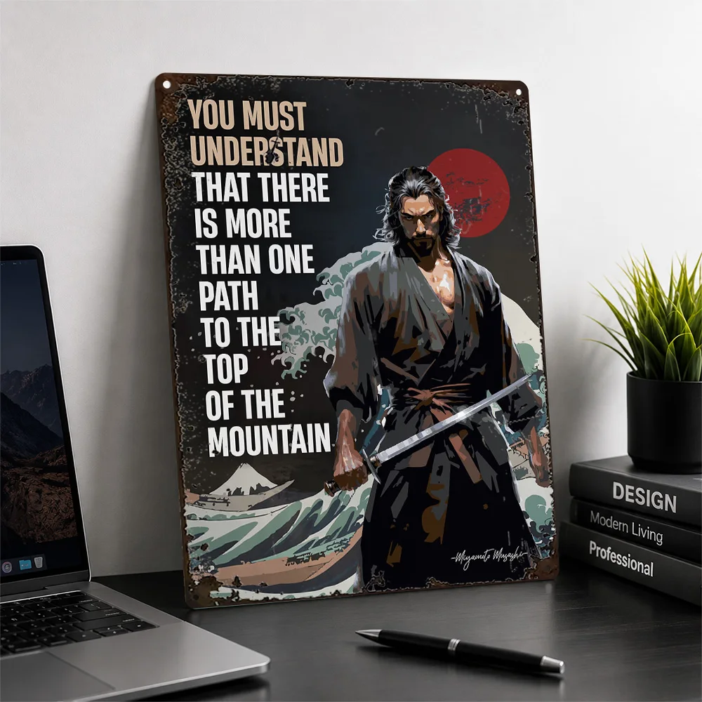 Miyamoto Musashi Path Quote Textured Metal Poster Illustrated Wall Art For Home Office Customized Aluminum Sign Graduation Gift