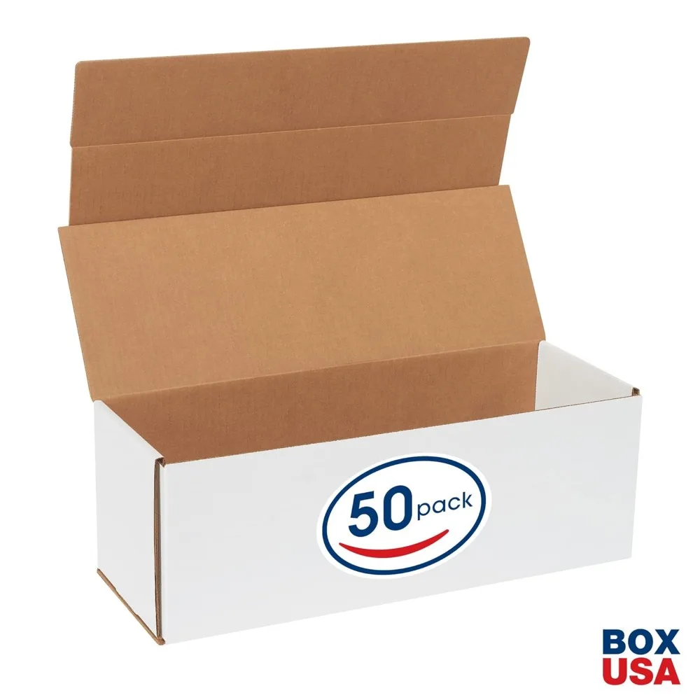 Large White Shipping Cartons, 17x6x6 Inches, Tuck Top One-Piece, Corrugated Cardboard Mailers, Bulk Mailing Boxes for Shipping