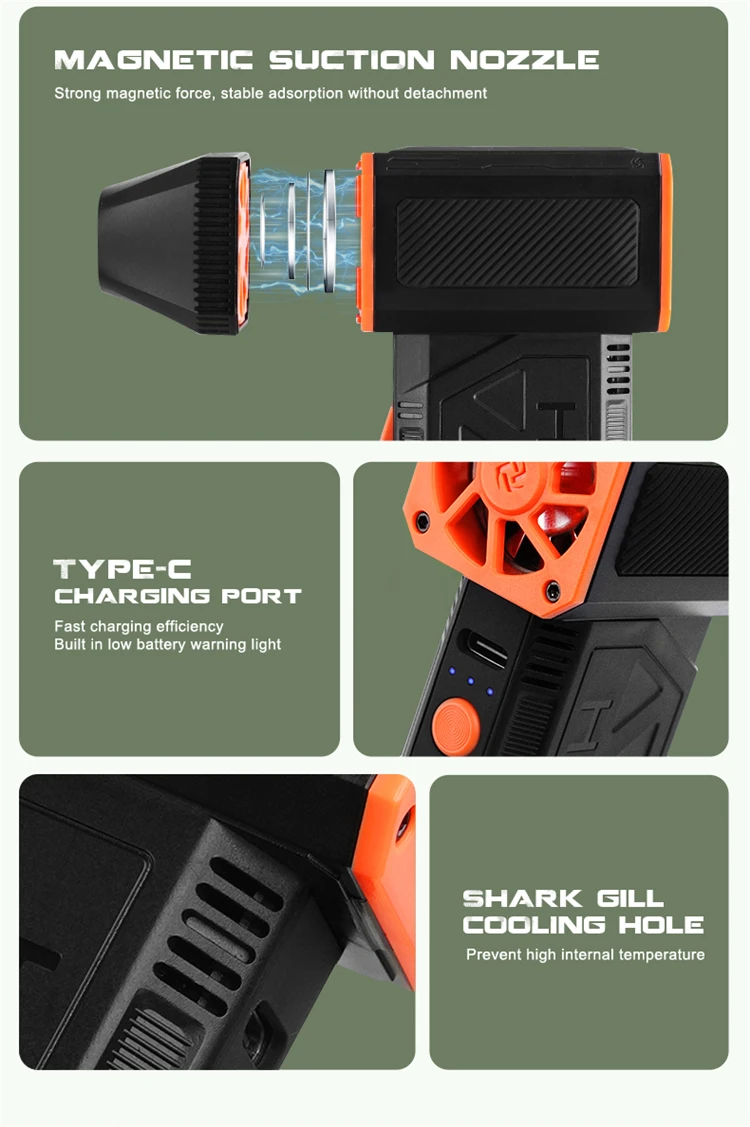 Imagem -06 - Violento Blower Turbo Jet Ventilador Turbo Super Power 120000rpm Handheld Brushless Motor Ventilador do Duto Industrial Tipo-c Charge 120w F31