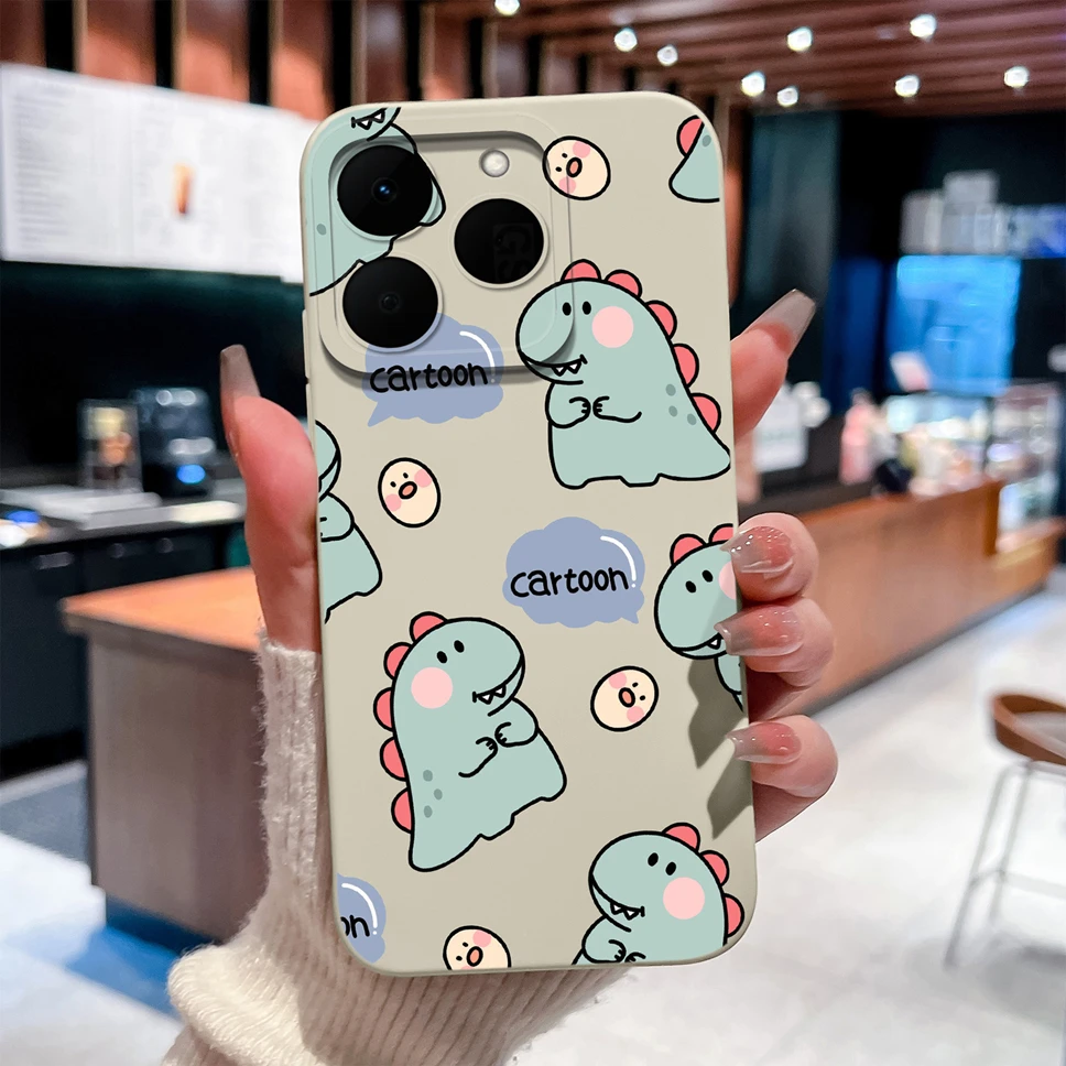 Para Realme 15T 5G Funda de teléfono encantador dinosaurio dibujos animados suave silicona anticaída Protector Para Realme15T Funda ligera