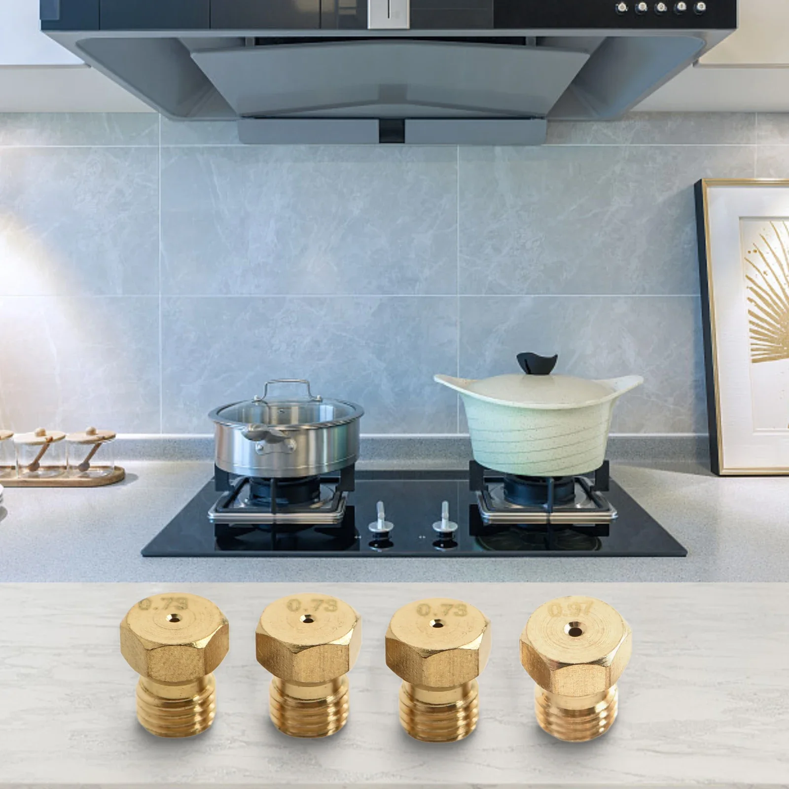 Gas Hob Nozzles Burner Gas Conversion Kit Gas Stove Maintenance Brass Material Compatible With Most-Cooktops Easy To Install