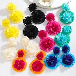 Vedawas Bohemian Raffia Flower Earrings,Cute Simple Holiday Party Women Accessories,Gifts for Lover and Friends