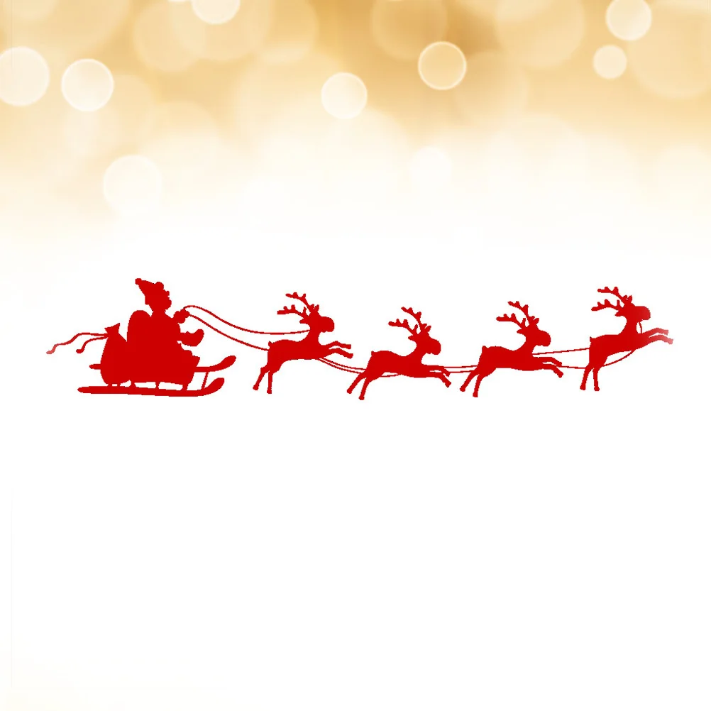 

Four Reindeers Santa Claus Christmas Wall Sticker Removable Decorative Decals for Living Room Bedroom Shop Window PVC Merry