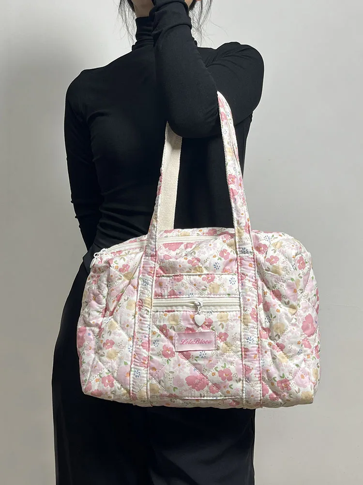 Korean Style Stroller Organizer Bags Flower Multi-pocket Floral  Portable Baby Care Storage Baby Diaper Organizer