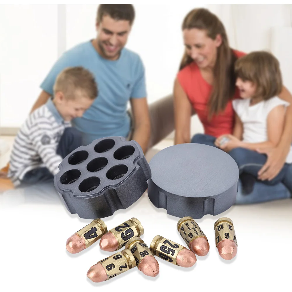 

7Pcs Bullets Dice Set Resin Game Dice with Dice Base 6 Sided Bullets Dice Pub Entertainment Game Props for DND Game Accessories