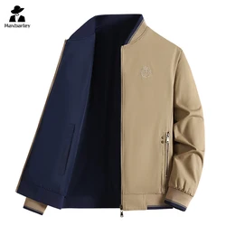 Brand Double Face Jacket Men's 2024 Autumn Business Fashion Embroidered Zipper Pocket Coat Leisure Work Windproof Cargo Jacket