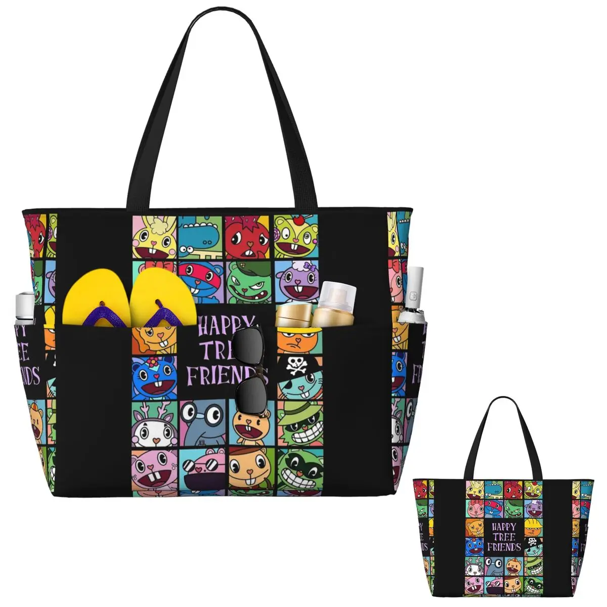 Happy Tree Friends-Bolso de mano para playa, deporte, gimnasio, Yoga, bolso de mano grande, bolsa de viaje para mujer, bolsa de Fitness
