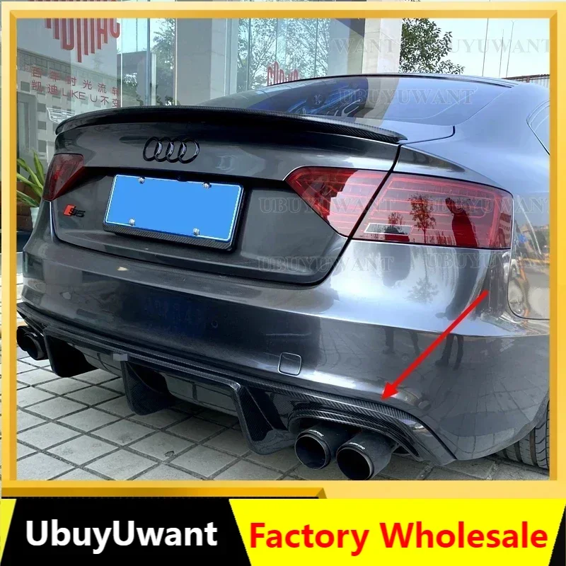 Rear Bumper Diffuser Lip Spoiler For Audi A5 Sline S5 Coupe 2012-2016 Convertible Real Carbon fiber Non for A5 Standard