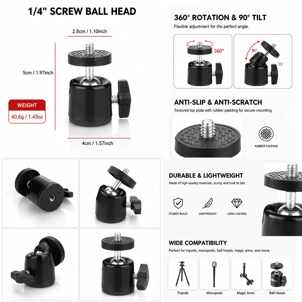 Uniwersalna mini głowica kulow – Photography Lighting Description recenzja i cena