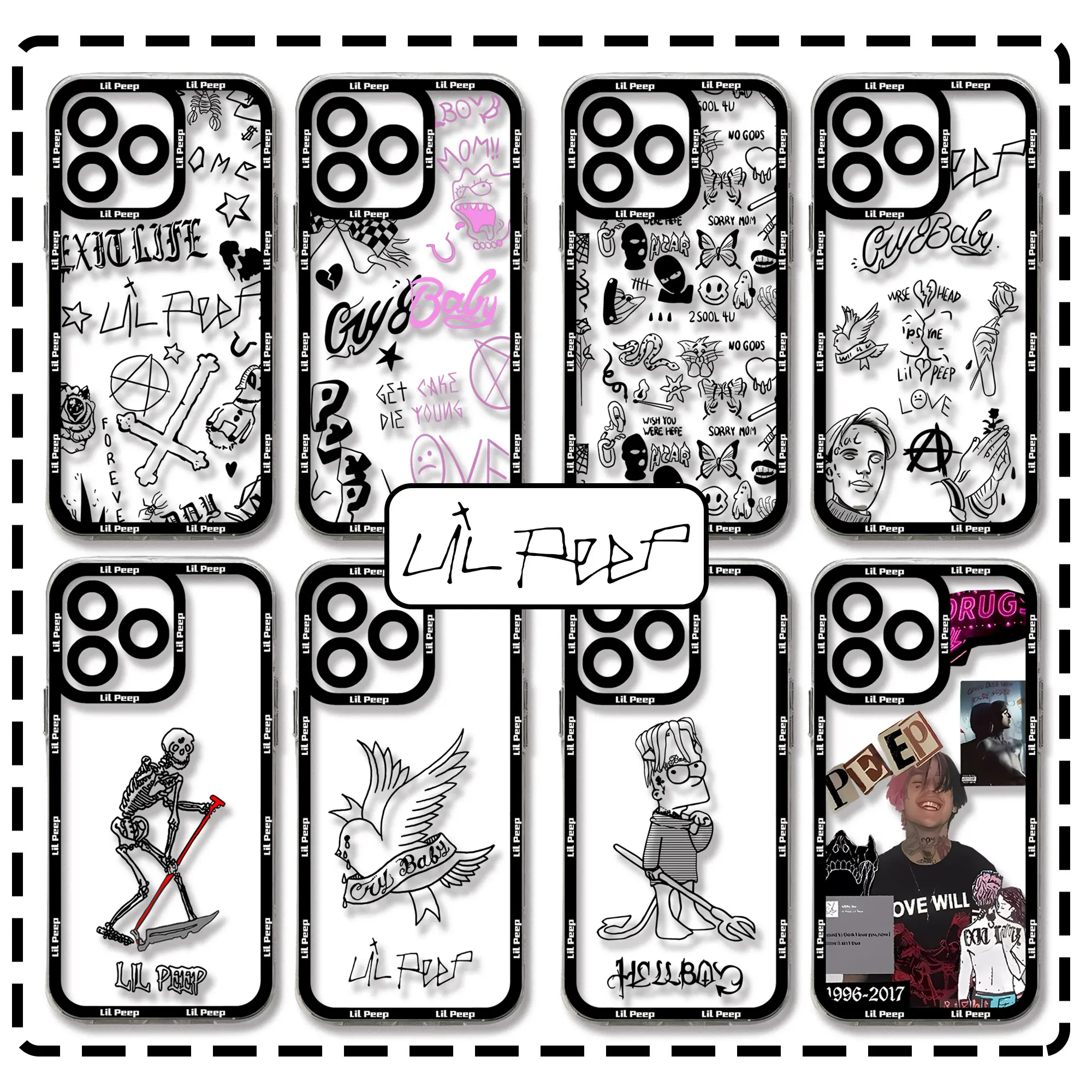 Rapper Lil Peep Singer Hell Boy Phone Case For iPhone 15 14 13 12 11 Mini Pro Max X XR XSMax 6S 7 8 Plus SE20 Transparent Cover