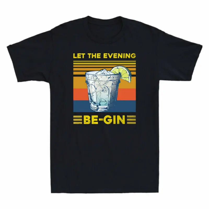 Martini Cocktail Let The Evening Be Gin Vintage    Begin Drinking Anime Graphic T-shirts for Men Clothing Women Short Sleeve