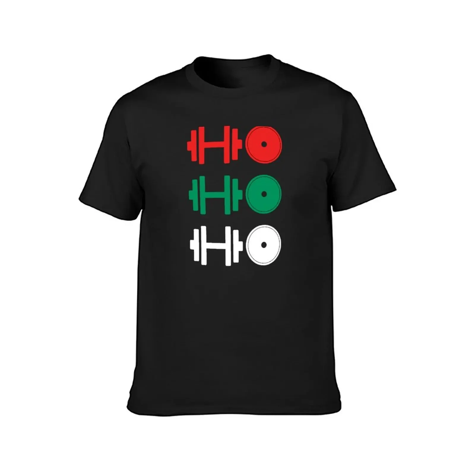 Ho Ho Ho! Dumbbell and Weight Plate T-Shirt summer tops funnys fruit of the loom mens t shirts