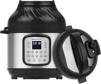 Autocuiseur électrique et friteuse à air avec marmite en acier inoxydable, cuisson sous pression, cuisson lente, liseuse à air, R, Pot Duo Crisp, 9 en 1