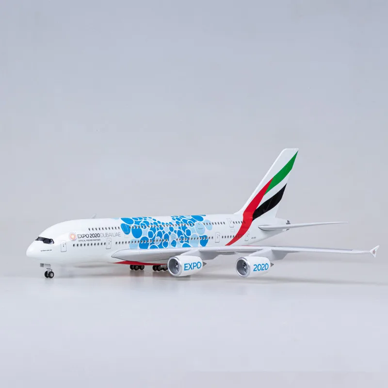 

1:160 Scale 45CM Diecast Model Emirates Expo 2020 DUBAIAUE Airlines Airbus A380 Resin Airplane Collection Display For Children