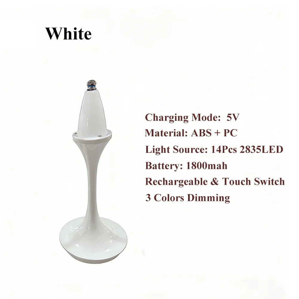 KFV Pilzdesign 3-Farben-Dimmbare Tischlampe USB Wiederaufladbar Touch-Bedienung Einstellbare Temperatur Raumdekoration Schreibtischleuchte