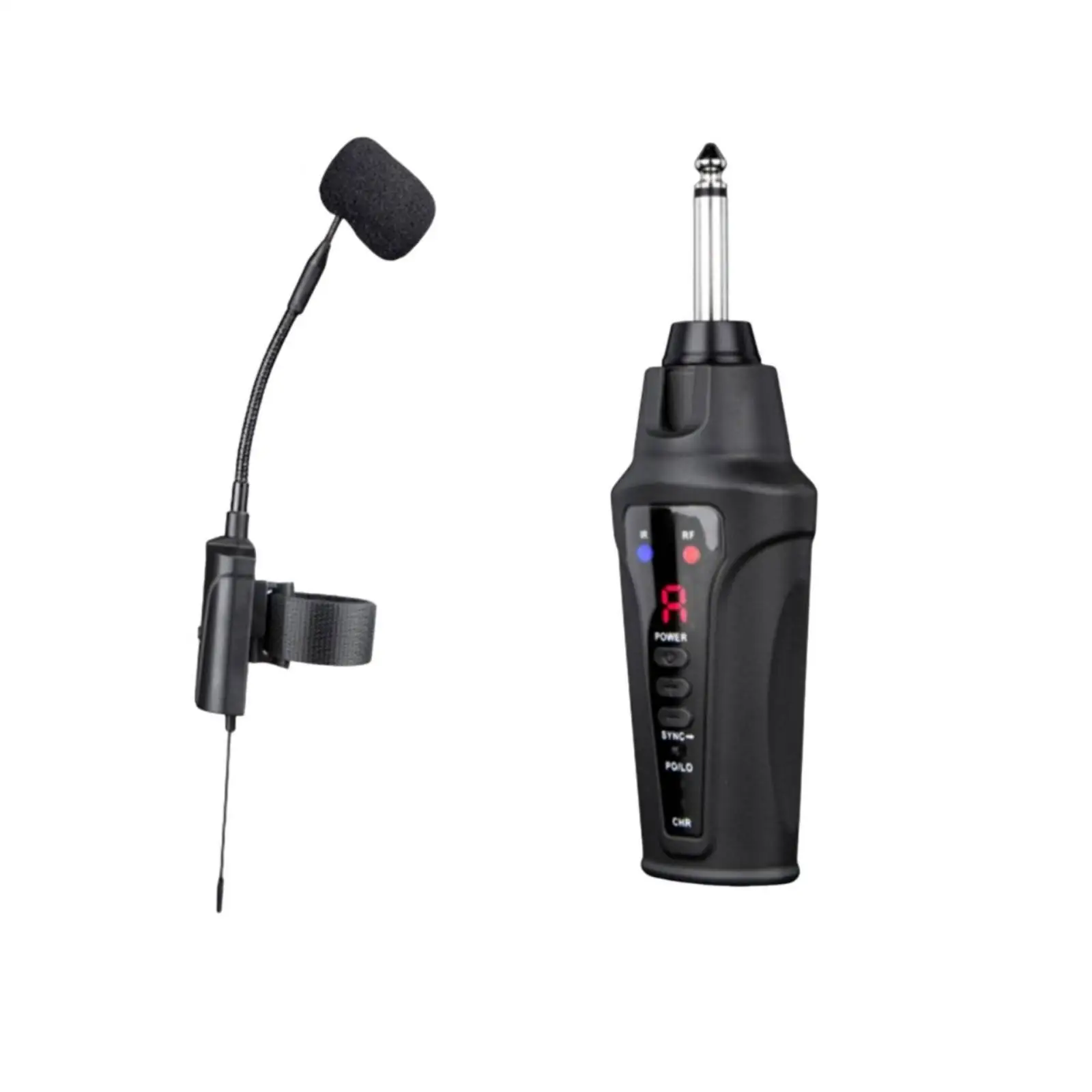 Wireless Microphone UHF Clip on Transmitter Clarinet Clamp Pickup System with Gooseneck for Wind Instruments Stage