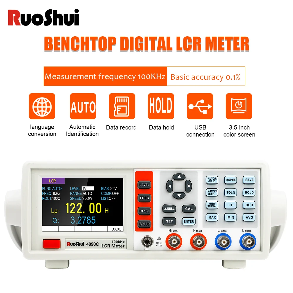 RuoShui 4090 Digital LCR Meter Desktop Electric Bridge Resistance Impedance Capacitance Inductance Measure Instrument