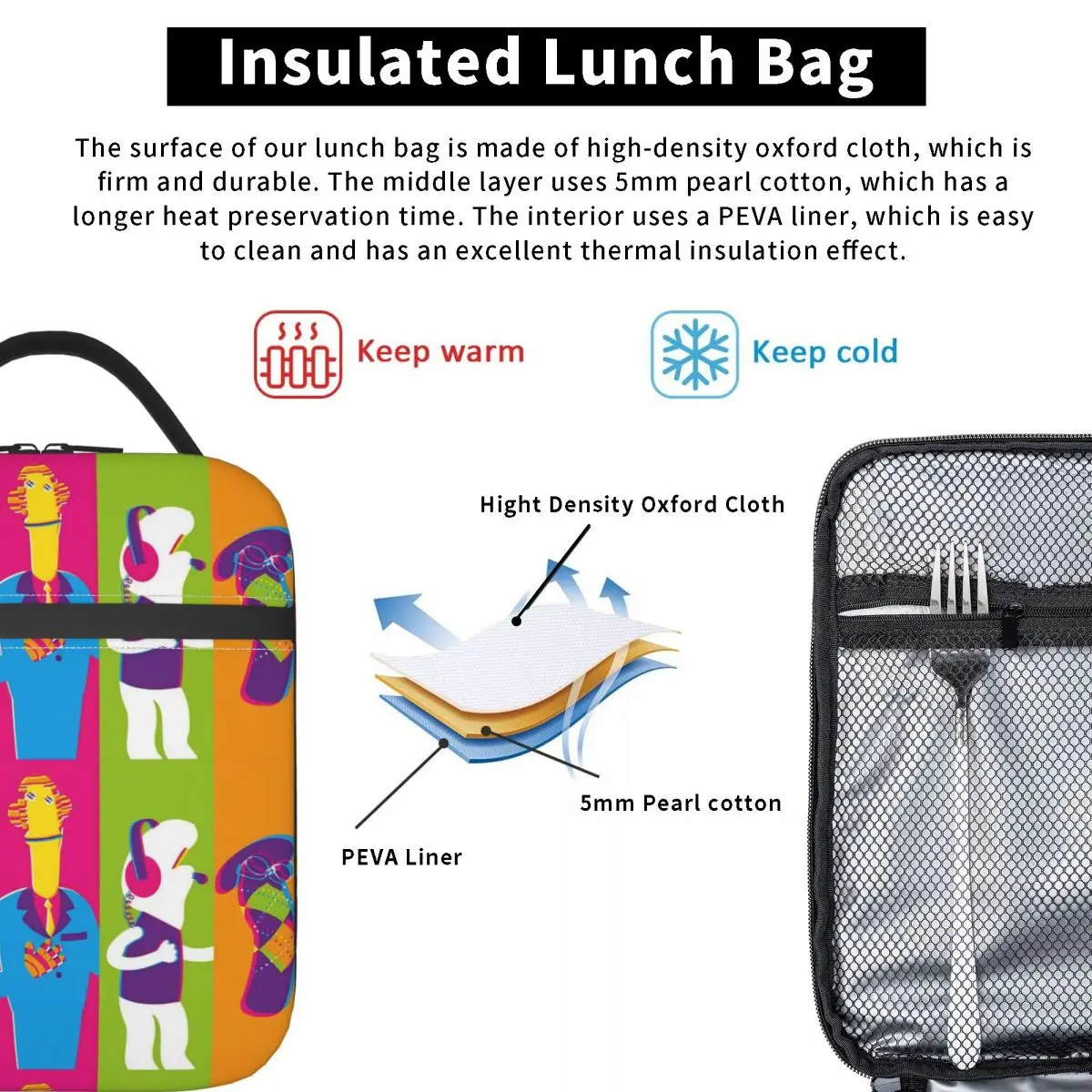 حقيبة تبريد معزولة لمدة 31 دقيقة حاوية غداء لمدة 31 دقيقة من أكياس تخزين المواد الغذائية ذات السعة العالية في صندوق الغداء #5