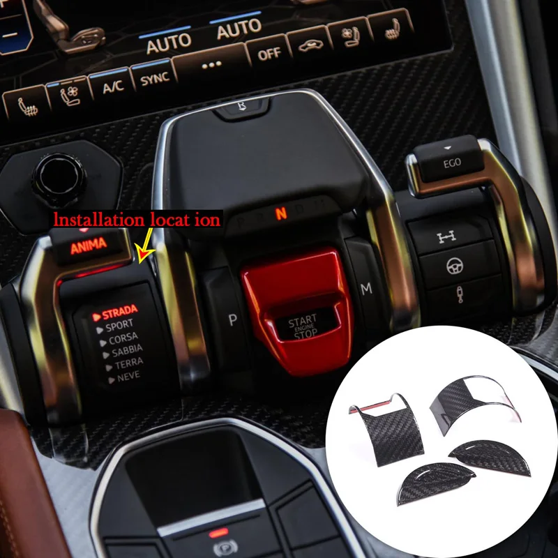 For 2018-2021 Lamborghini URUS True Carbon Fiber Style Car Styling Car Sport Mode Switch Cover Sticker Car Interior Accessories