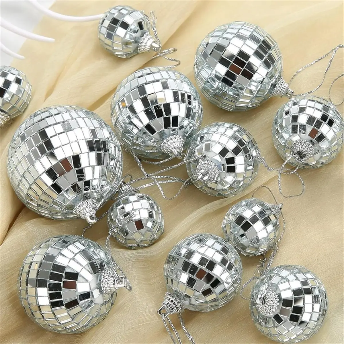 28 Pack Disco Ball, Disco Ball Party Decorations Silver Hanging Reflective Mirror Balls Ornaments 70s Disco Party