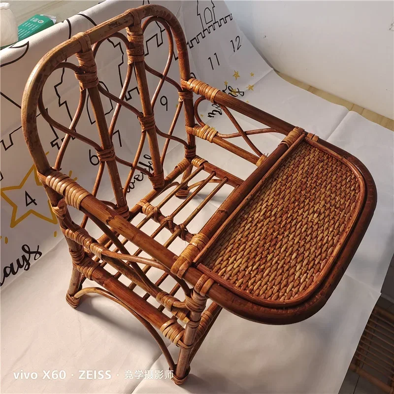 Baby Photography Props New Woven Rattan Study Table Shooting Accessories Rattan Chair Children Growth Commemorative Photo view 6