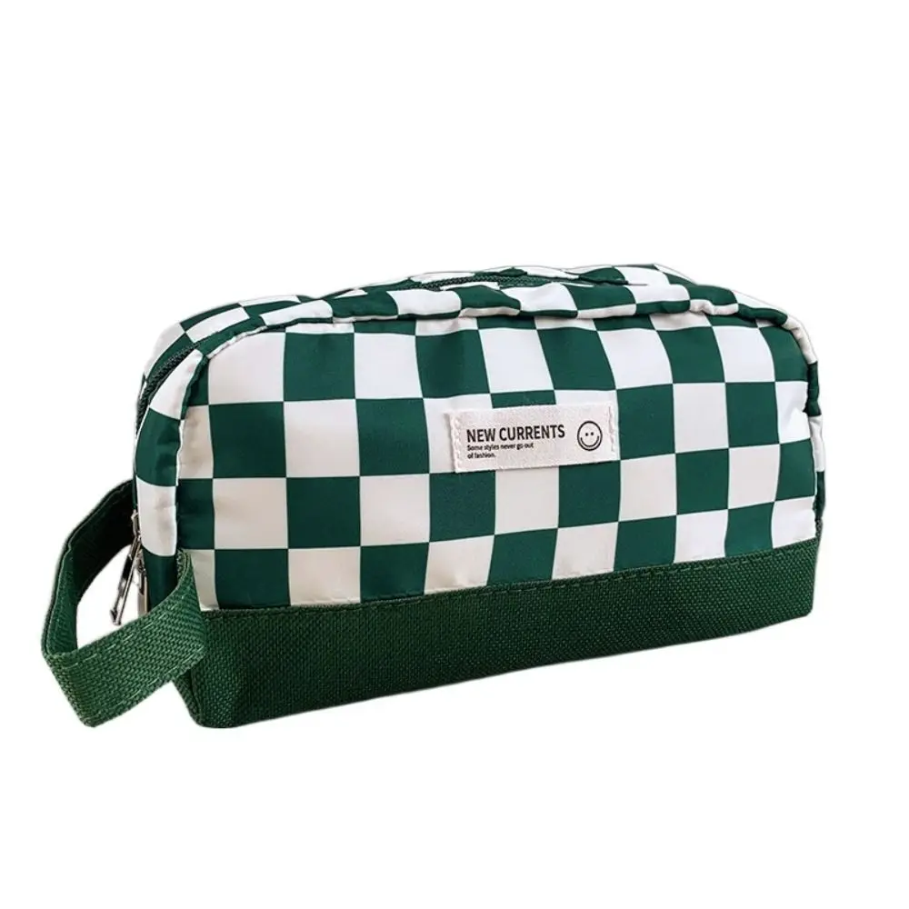 Checkboard Stationery Student Large Capacity Cosmetics Storage Desktop Organizer Plaid Pencil Bag Pencil Case Pencil Pouch