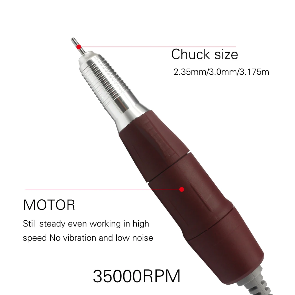 Electric nail drill micro motor handpiece 35000RPM with brush handle using STRONG micro motor