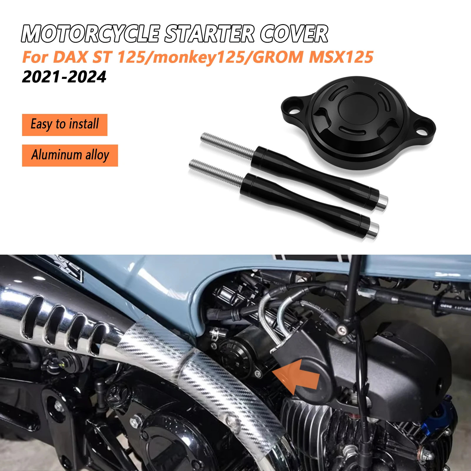 

Starter Motor Cover Motorcycle Clutch Cover Engine Slide Protector For HONDA DAX ST 125 monkey125 GROM MSX125 2021-2024