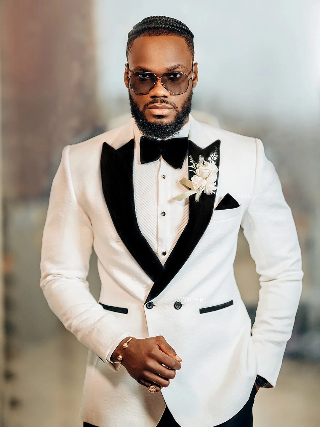 Weiße Herrenanzüge, 2-teilig, einreihig, Bräutigam, Hochzeitskleid, einzelne Slim-Fit, hochwertiger Herren-Vollanzug, Blazer-Set, Jacke + Hose