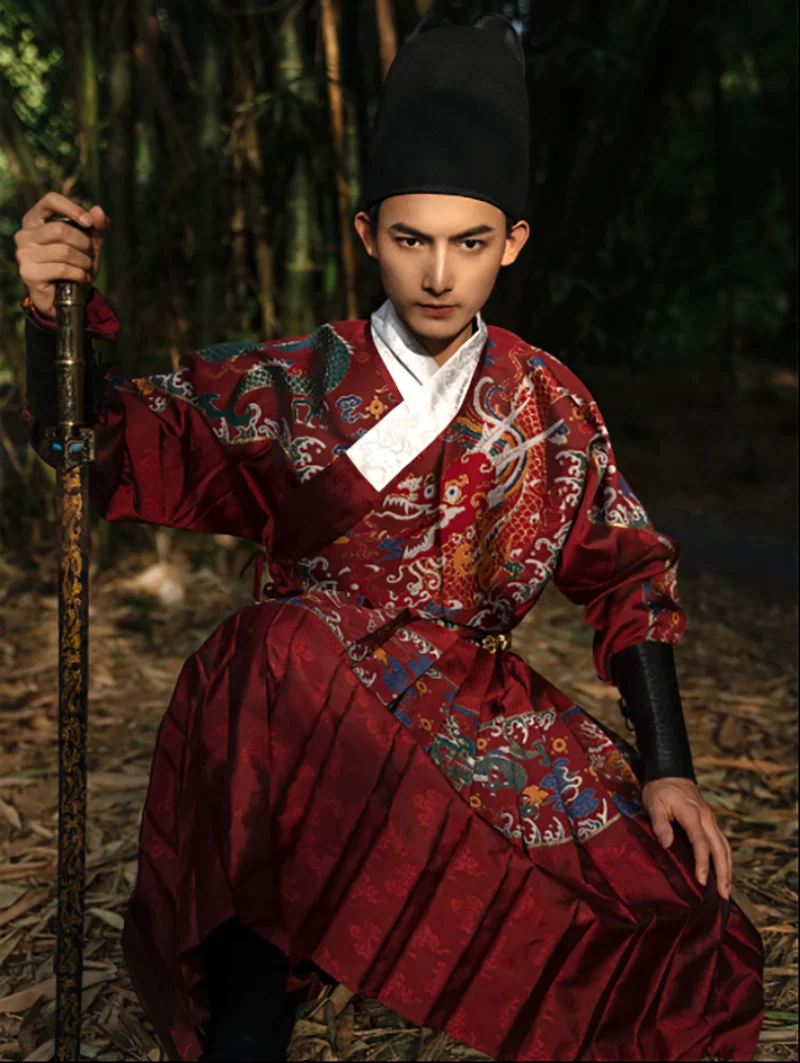 Vestido antigo de Hanfu chinês para homens e mulheres, traje arqueiro de Halloween, roupa de festa, vermelho, preto, branco