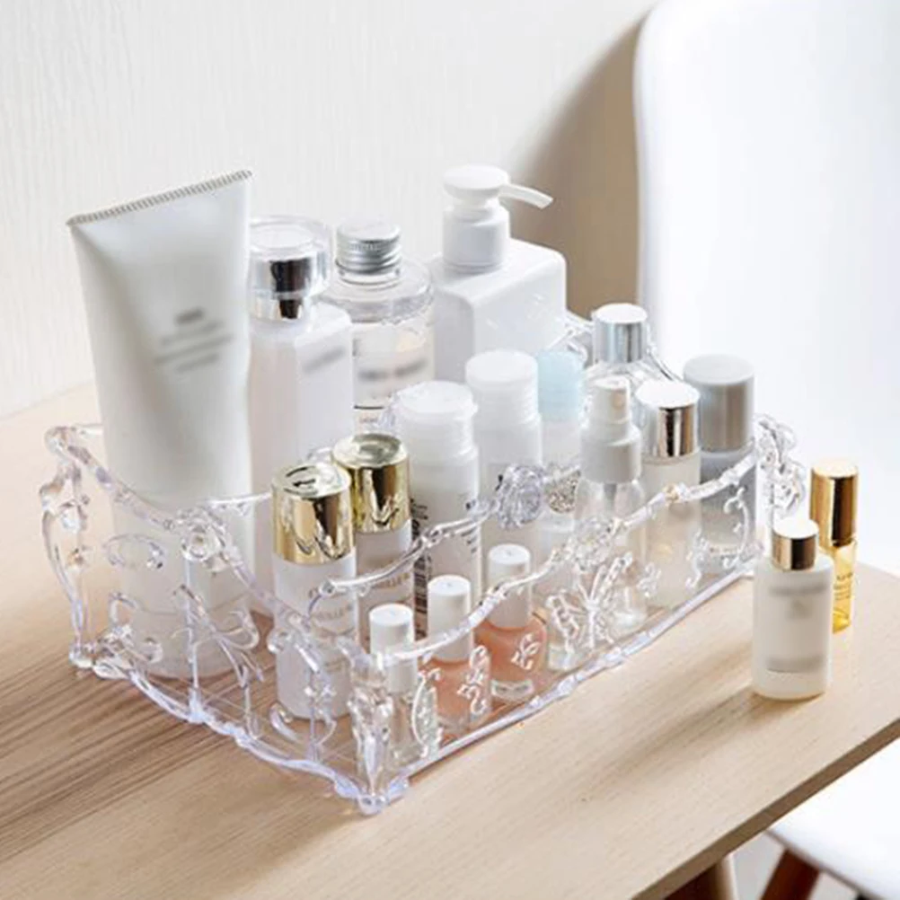 

Cosmetics Holder Storage Box Clear Organizer For Jewelry Makeup Tools Portable Bathroom Case White