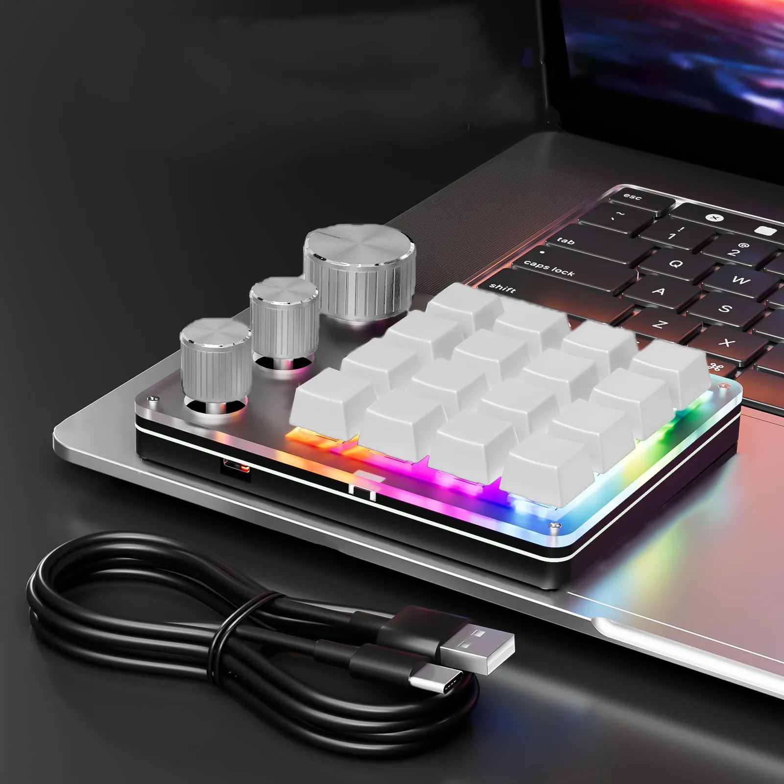 Macro Pad Custom Keypad Macro Pad Programmable 16 Key Wired Small Mechanical Gaming Keyboard for Copying Pasting PS Graphics