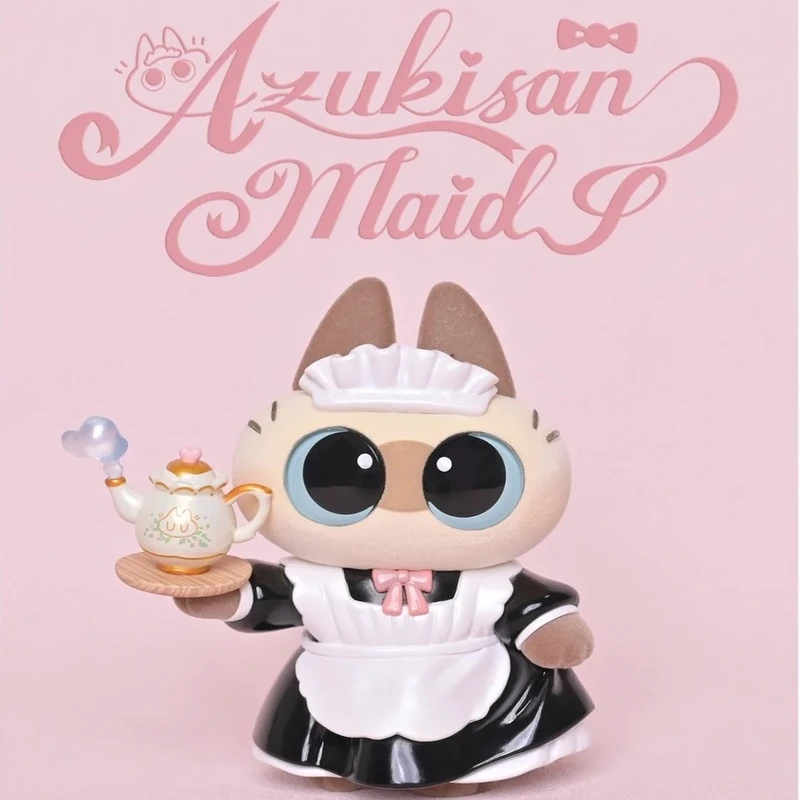 الرسمية Azukisan خادمة سيامي القط الفول لصق مطعم سلسلة خادمة القط أنيمي الشكل جمع لعبة مجسمة حلية هدية عيد ميلاد #1