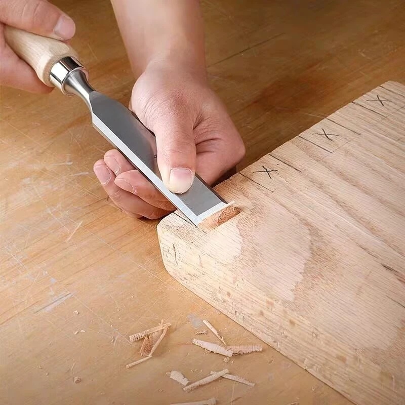 Carpenter's Wooden Chisel File Set, Flat Carving Chisel, Maple Wood Handle, Woodworking Shovel, Chisel