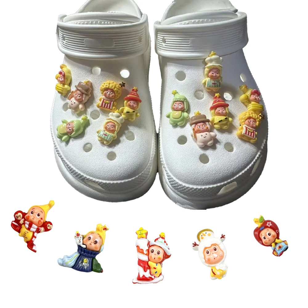 

NEW 1-12pcs MINISO Cute Cartoon Resin Series DIY shoe Accessories Detachable Waterproof PVC Shoe Decorations Kids Giftsts